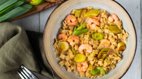 Crozetto poireaux-crevettes